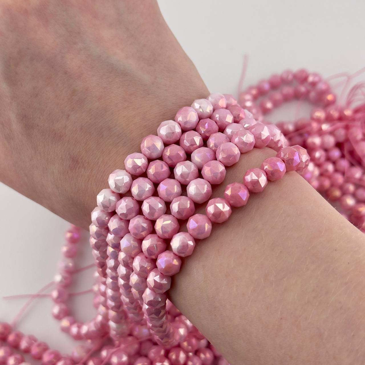 Чешское стекло размер 7,5мм цвет розовый